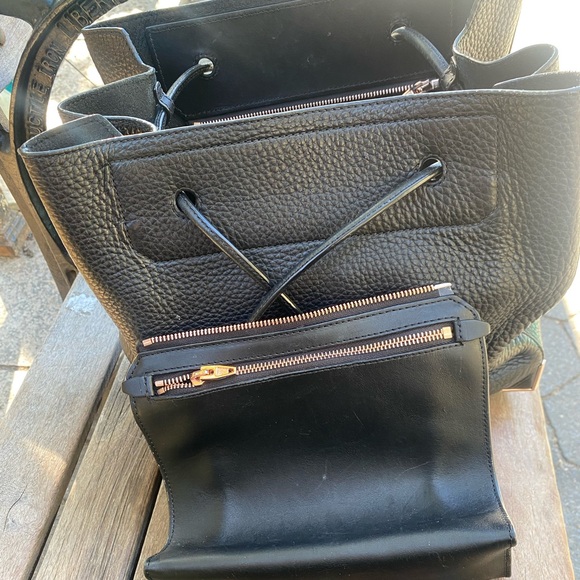 ALEXANDER WANG BLACK ROSE GOLD LEATHER DRAWSTRING SHOULDER Handbag GORG FLAW LUX - Picture 6 of 12